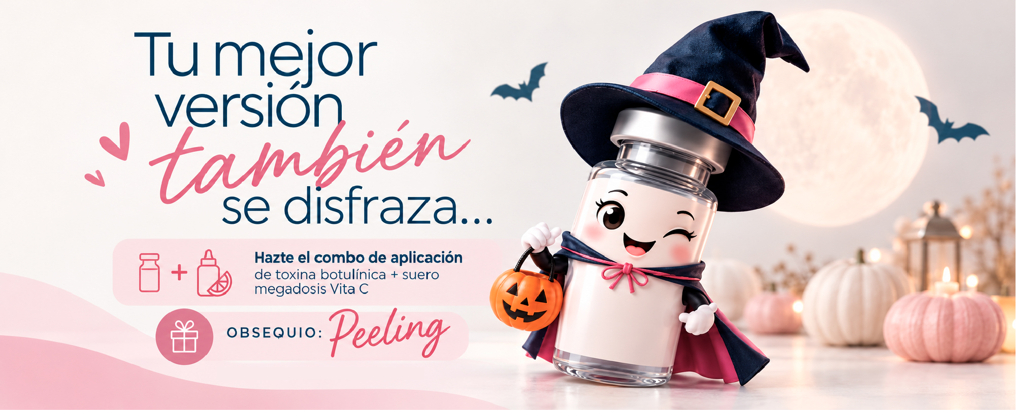 Halloween: toxina botulínica y suero megadosis Vita C con peeling de obsequio